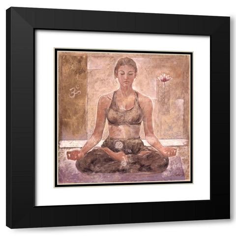 Yoga I-Blue Black Modern Wood Framed Art Print with Double Matting by Wiley, Marta