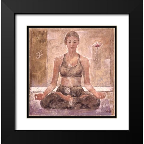 Yoga I-Blue Black Modern Wood Framed Art Print with Double Matting by Wiley, Marta