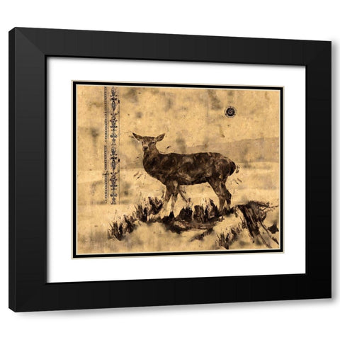 Deer Black Modern Wood Framed Art Print with Double Matting by Wiley, Marta