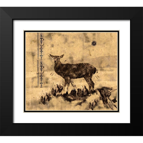 Deer Black Modern Wood Framed Art Print with Double Matting by Wiley, Marta