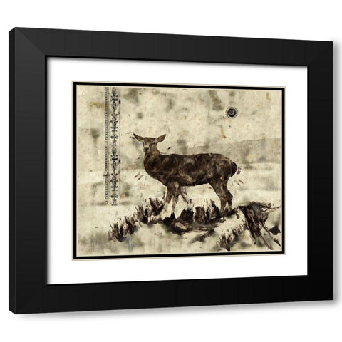 Deer- Beige Black Modern Wood Framed Art Print with Double Matting by Wiley, Marta