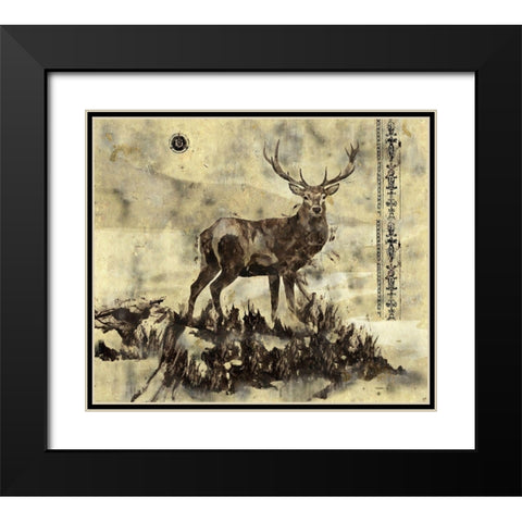 Stag I- Dark Black Modern Wood Framed Art Print with Double Matting by Wiley, Marta