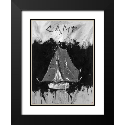 Camping BandW Black Modern Wood Framed Art Print with Double Matting by Wiley, Marta