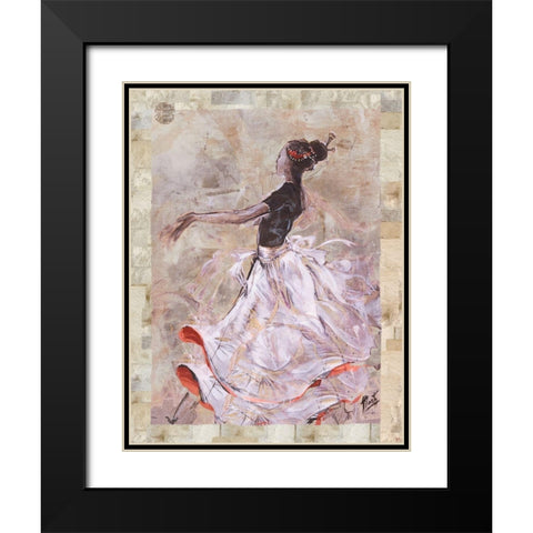 Dancer On Linen Red Trim Black Modern Wood Framed Art Print with Double Matting by Wiley, Marta