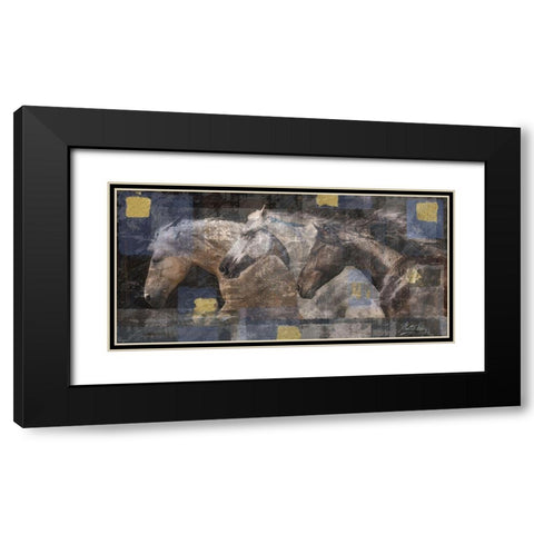 Horse Print Silkscreen Black Modern Wood Framed Art Print with Double Matting by Wiley, Marta