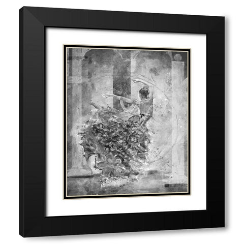 Temple Dancer BAndW Black Modern Wood Framed Art Print with Double Matting by Figurative