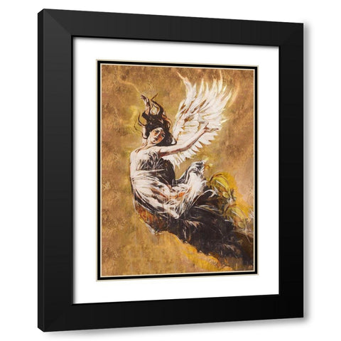 Falling Angel VII Black Modern Wood Framed Art Print with Double Matting by Wiley, Marta