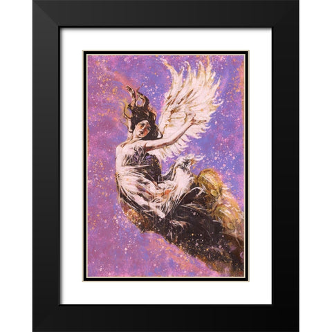 Pink Angel Falling I Black Modern Wood Framed Art Print with Double Matting by Wiley, Marta