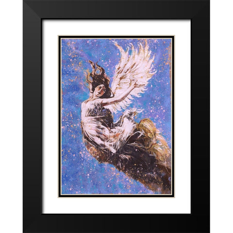 Blue Angel Falling I Black Modern Wood Framed Art Print with Double Matting by Wiley, Marta