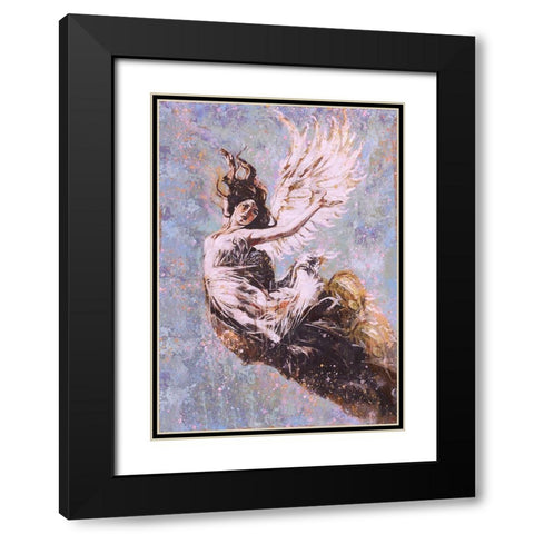 Blue Angel Falling II Black Modern Wood Framed Art Print with Double Matting by Wiley, Marta