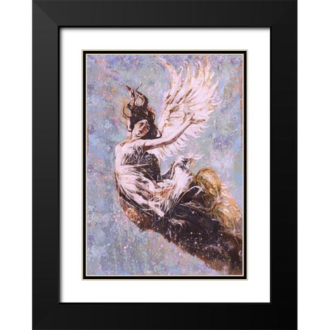 Blue Angel Falling II Black Modern Wood Framed Art Print with Double Matting by Wiley, Marta