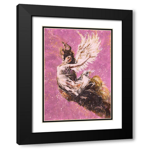 Pink Angel Falling II Black Modern Wood Framed Art Print with Double Matting by Wiley, Marta