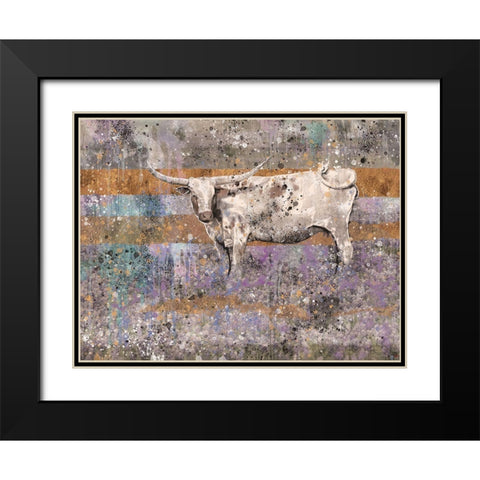 White Longhorn II Black Modern Wood Framed Art Print with Double Matting by Wiley, Marta