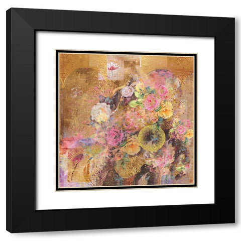 Floral Abstract Black Modern Wood Framed Art Print with Double Matting by Wiley, Marta