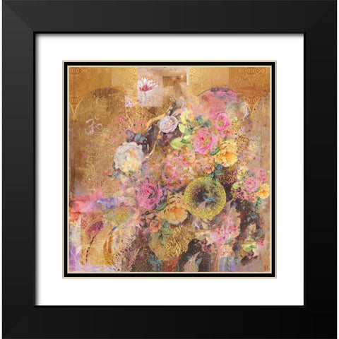 Floral Abstract Black Modern Wood Framed Art Print with Double Matting by Wiley, Marta