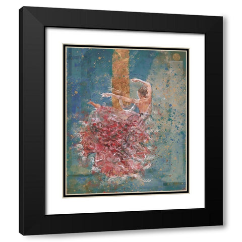 Temple Dancer blue Black Modern Wood Framed Art Print with Double Matting by Wiley, Marta