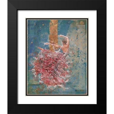 Temple Dancer blue Black Modern Wood Framed Art Print with Double Matting by Wiley, Marta