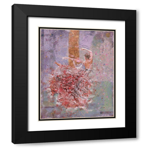 Temple dancer pink Black Modern Wood Framed Art Print with Double Matting by Wiley, Marta