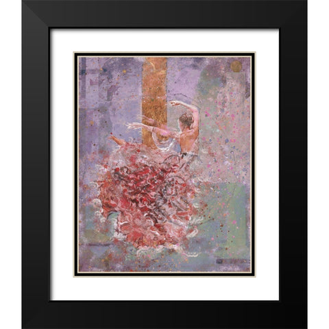 Temple dancer pink Black Modern Wood Framed Art Print with Double Matting by Wiley, Marta