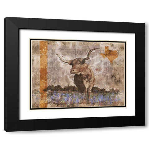 Long horn beige Black Modern Wood Framed Art Print with Double Matting by Wiley, Marta