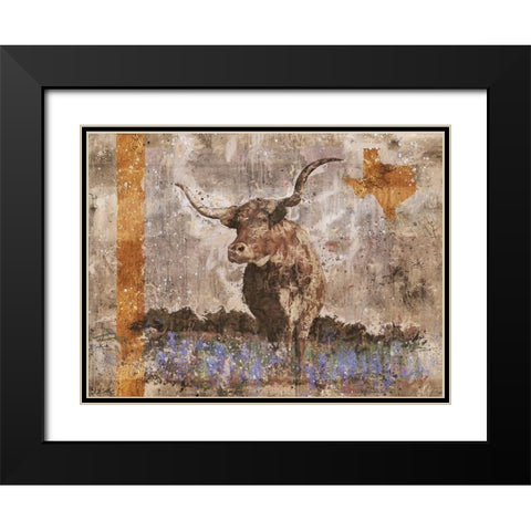 Long horn beige Black Modern Wood Framed Art Print with Double Matting by Wiley, Marta
