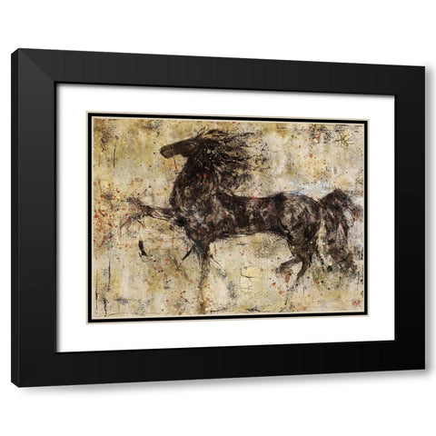 Horse And Crackle Black Modern Wood Framed Art Print with Double Matting by Wiley, Marta