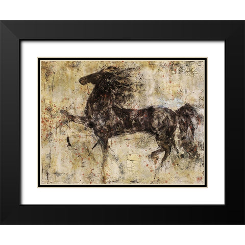 Horse And Crackle Black Modern Wood Framed Art Print with Double Matting by Wiley, Marta