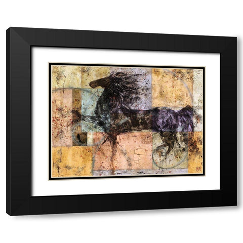Horse And Squares Black Modern Wood Framed Art Print with Double Matting by Wiley, Marta