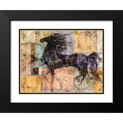 Horse And Squares Black Modern Wood Framed Art Print with Double Matting by Wiley, Marta