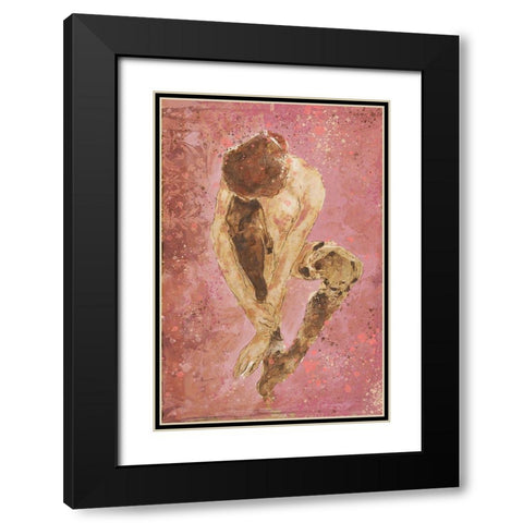 Pink Repose Black Modern Wood Framed Art Print with Double Matting by Wiley, Marta