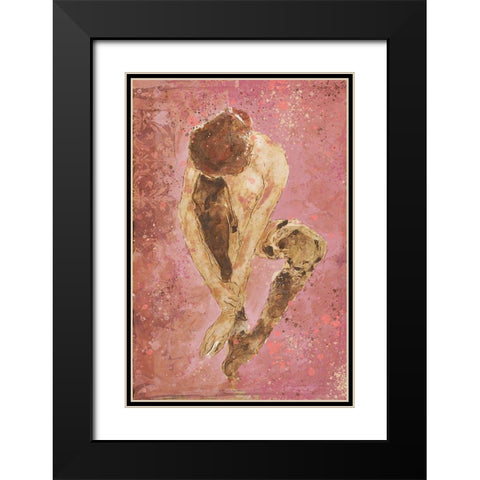 Pink Repose Black Modern Wood Framed Art Print with Double Matting by Wiley, Marta