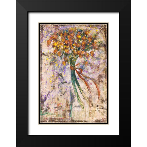 Floral bouquet Yellow Black Modern Wood Framed Art Print with Double Matting by Wiley, Marta