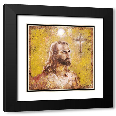 Jesus Rock Star Yellow Black Modern Wood Framed Art Print with Double Matting by Wiley, Marta