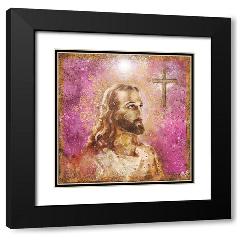 Jesus Rock Star Pink Black Modern Wood Framed Art Print with Double Matting by Wiley, Marta