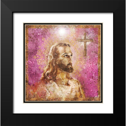 Jesus Rock Star Pink Black Modern Wood Framed Art Print with Double Matting by Wiley, Marta