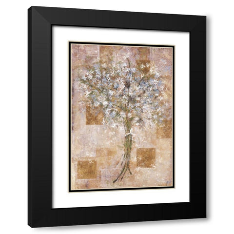 Blue Flowers Black Modern Wood Framed Art Print with Double Matting by Wiley, Marta
