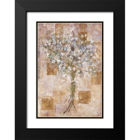 Blue Flowers Black Modern Wood Framed Art Print with Double Matting by Wiley, Marta