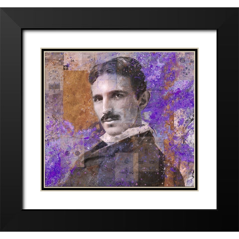 Tesla Purple Black Modern Wood Framed Art Print with Double Matting by Wiley, Marta