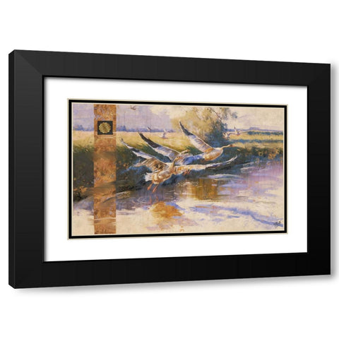Goose I-gold Black Modern Wood Framed Art Print with Double Matting by Wiley, Marta