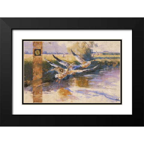 Goose I-gold Black Modern Wood Framed Art Print with Double Matting by Wiley, Marta