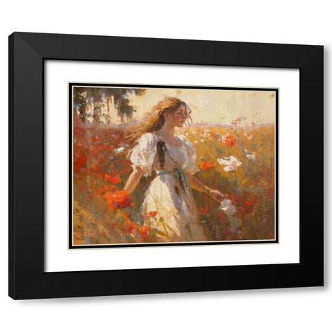 Poppies I Black Modern Wood Framed Art Print with Double Matting by Wiley, Marta