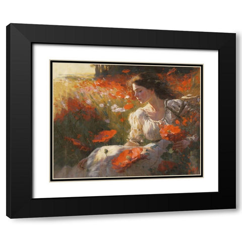 Poppies II Black Modern Wood Framed Art Print with Double Matting by Wiley, Marta