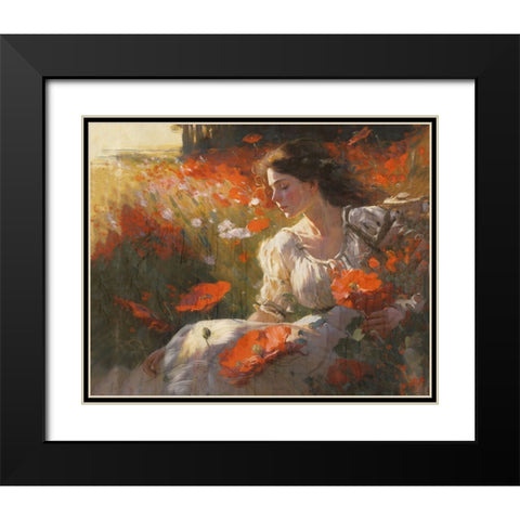 Poppies II Black Modern Wood Framed Art Print with Double Matting by Wiley, Marta
