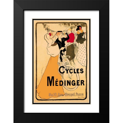 Cycles Medinger, 1897 Black Modern Wood Framed Art Print with Double Matting by Bottini, Georges-Alfred