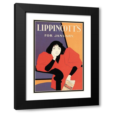 Lippincotts for January 1895, 1895 Black Modern Wood Framed Art Print with Double Matting by Carqueville, William L.