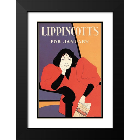 Lippincotts for January 1895, 1895 Black Modern Wood Framed Art Print with Double Matting by Carqueville, William L.