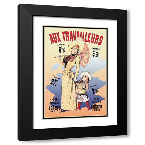 Aux Travailleurs Black Modern Wood Framed Art Print with Double Matting by Choubrac, Alfred