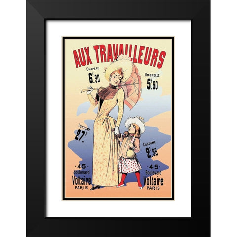 Aux Travailleurs Black Modern Wood Framed Art Print with Double Matting by Choubrac, Alfred