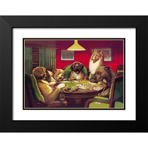Poker Dogs: Stun, Shock and the Win, 1903 Black Modern Wood Framed Art Print with Double Matting by Coolidge, C.M.
