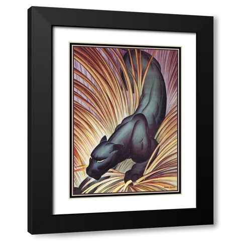 Stalking Panther, 1934 Black Modern Wood Framed Art Print with Double Matting by Felton, Major